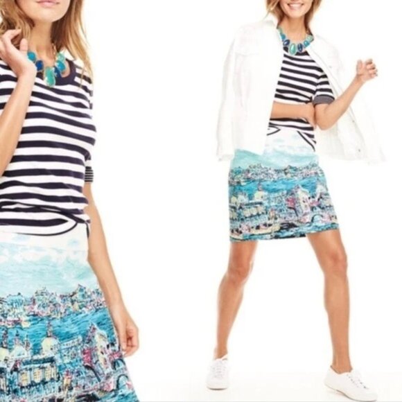 Talbots Venice Cityscape Watercolor Pencil Skirt Women’s 18W - Picture 1 of 5